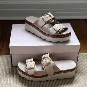 Chinese Laundry Surf’s Up Wedge Sandal.  Tan color.  Size 7.5